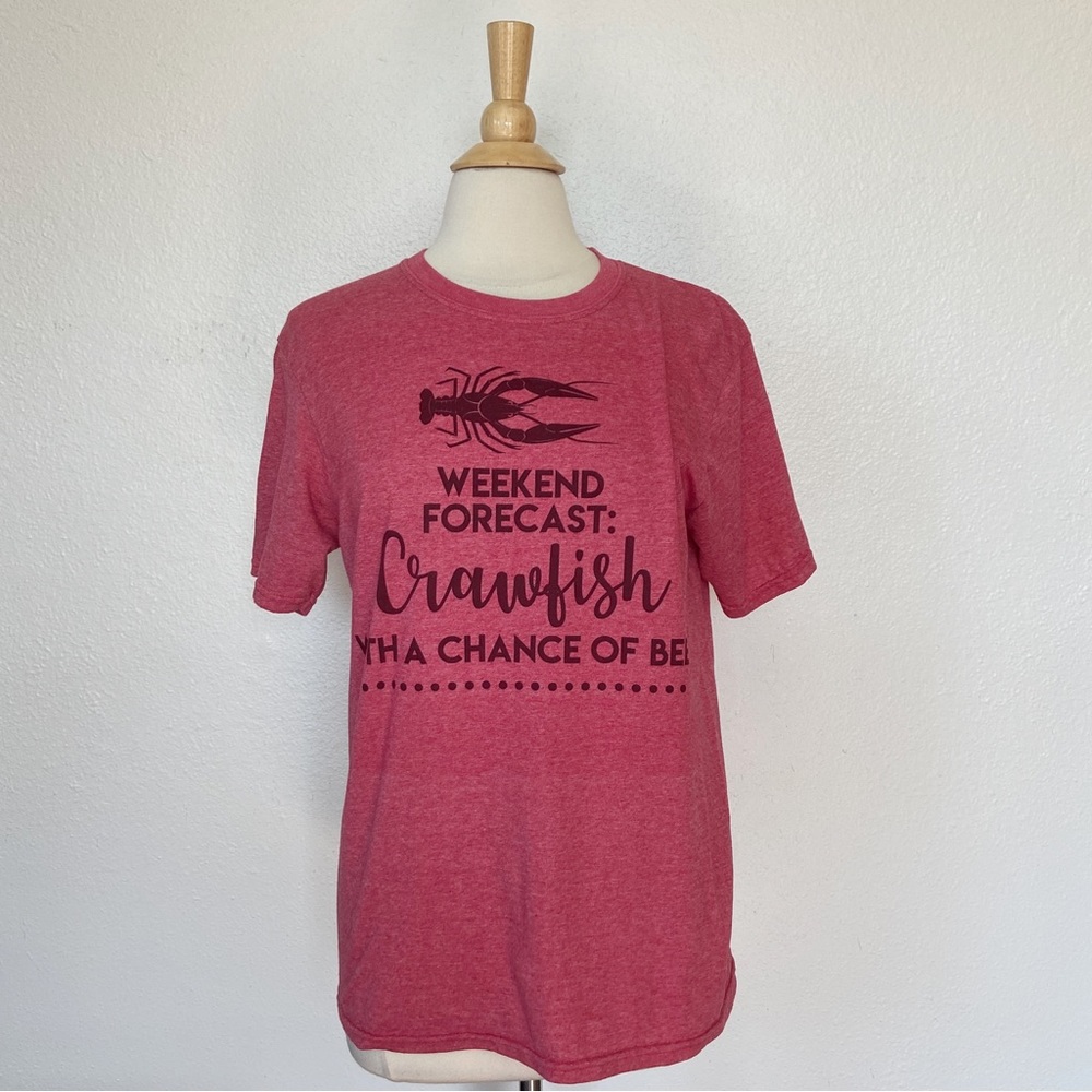Red Short Sleeve Crewneck Crawfish Graphic T-Shirt